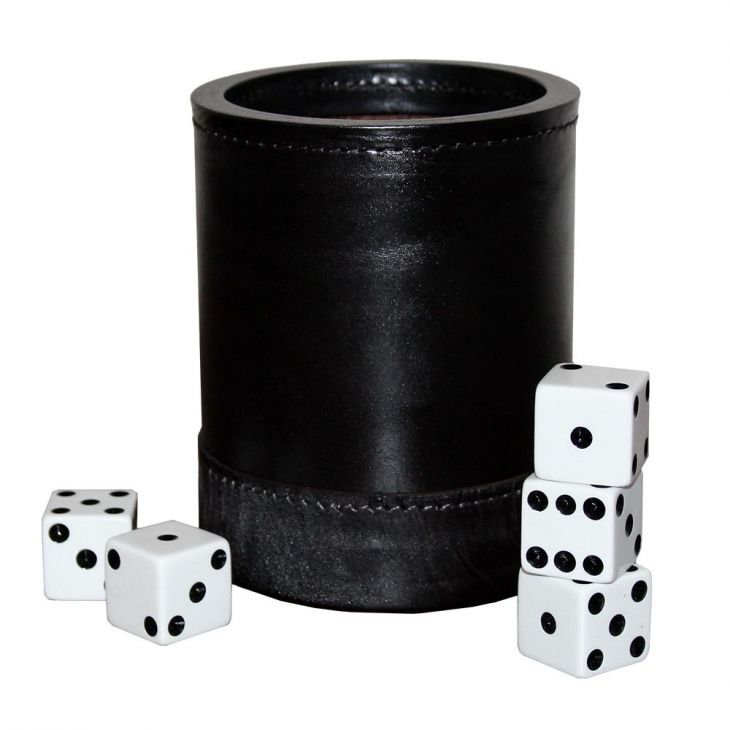 Dice Cup: All Leather, with Five 5/8 in. White Dice main image